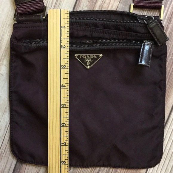 Vintage Authentic Prada Tessuto Nylon Crossbody Bag in Dark Plum/Brown - Picture 11 of 12